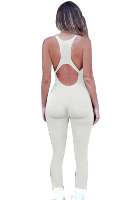 Summer White Sexy Sleeveless Basic Jumpsuit