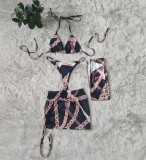 Summer 4-Pieces Print Swimwear Set