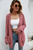 Autumn Solid Plain Knit Long Sleeve Cardigans with Pockets