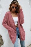 Autumn Solid Plain Knit Long Sleeve Cardigans with Pockets