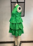 Summer Plus Size Green Sleeveless Ruffles Party Dress