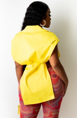 Summer Yellow Sexy Open Sides Party Tops