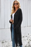 Autumn Black Ripped Long Cardigans with Full Sleeves