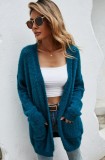 Autumn Solid Plain Knit Long Sleeve Cardigans with Pockets