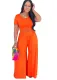 Summer Casual Orange Crop Top and Loose Pants Set