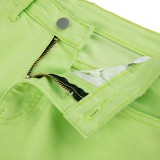 Autumn Green High Waist Cut Out Flare Jeans