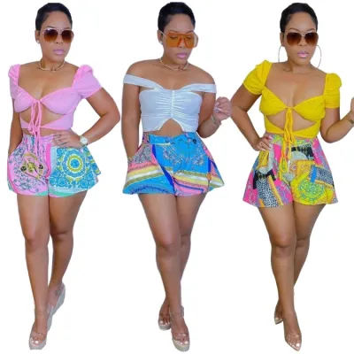 Summer High Waist Retro Wide Leg Shorts