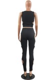 Summer Black Sexy Cut Out Crop Top and Pants Set