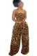 Summer Leopard Bandeau Top and Wid Leg Pants Set
