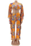 Summer Floral Bra and Pants with Matching Cover-Up 3PC Set