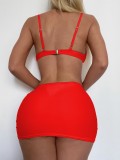 Two-Piece Red Push Up Strap Swimwear