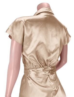 Summer Khaki Elegant Button Up Midi Dress with Belt