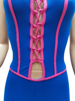 Summer Blue Lace-Up Sexy Halter Jumpsuit