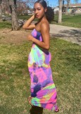 Summer Party Sexy Tie Dye Under-Knee Length Tube Dress