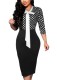 Autumn Professional Print Pencil Office Dress with 3/4 Sleeves