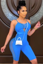 Summer Blue Patch Sexy Strap Bodycon Rompers