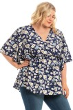 Summer Plus Size Casual Floral Peplum Blouse