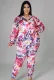 Autumn Plus Size Casual Print Blouse and Pants Set