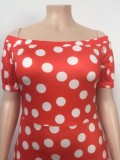 Summer Plus Size Off Shoulder Polka Dot Long Maxi Dress