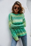 Autumn Multicolor Print O-Neck Regular Pullover Sweater