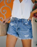 Summer Blue Tassels Denim Shorts