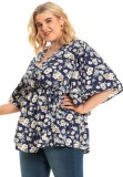 Summer Plus Size Casual Floral Peplum Blouse