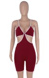 Summer Red Sexy Cut Out Strap Bodycon Rompers