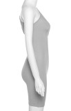 Summer Sexy Grey Cut Out One Shoulder Basic Rompers