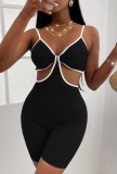 Summer Black Sexy Cut Out Strap Bodycon Rompers