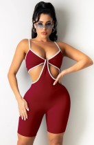 Summer Red Sexy Cut Out Strap Bodycon Rompers