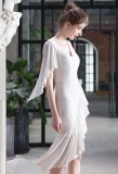 Summer Occassional Formal White Sequin Irregular Short Cocktail Dress