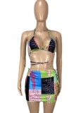 Summer Sexy Print Party Bra and Mini Skirt Set