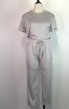 Summer Casual white O-neck short-sleeve T-shirt and pant set