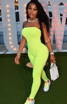 Summer Green Sexy Strapless Tight Basic Jumpsuit