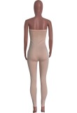 Summer Pink Sexy Strapless Tight Basic Jumpsuit