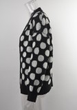 Winter Vintage White Polka Dot Black Knitted Cardigans