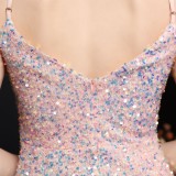 Summer Elegant Rose Sequins Sleeveless Strap A-line Cocktail Party Dresses