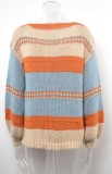 Winter Casual Stripe V neck Loose Sweater