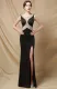 Elegant Beaded Black Side Split Sleeveless Mermaid Evening Dress