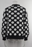 Winter Vintage White Polka Dot Black Knitted Cardigans