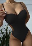 Summer Sexy Black Hollow Out Strap One Piece Swimsuit