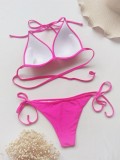 Summer Sexy Pnkc Lace Up Bikini Set