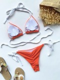 Summer Sexy Orange Halter Lace-up Two Piece Swimsuit