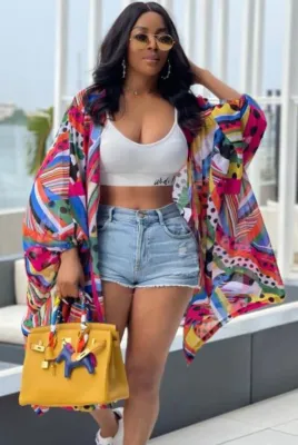 Autumn Casual Multicolor Print light Outerwear