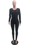 Autumn Sexy Sequins See through Long sleeve Jumpsuit