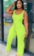 Summer Green Round Neck Sleeveless Jumpsuit with Belt