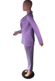 Autumn Professionable Purple Long Blazer and Matching Pants 2 Piece Office Suit