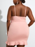 Summer Plus Size Pink Cut Out Mermaid Strap Party Dress