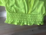 Autumn Casual Green Crop Top and High Waist Pants 2 Piece Set
