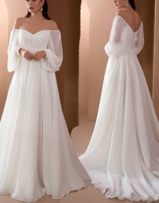 Autumn Formal White Sweetheart A-Line Long Evening Dress